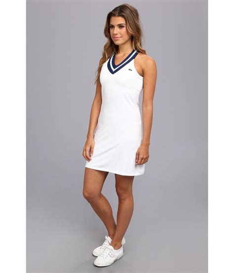 lacoste sleeveless technical vneck tennis dress in blue lyst
