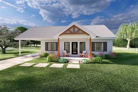 Ranch Style House Plan 80530 With 2 Bed 2 Bath 1 Car Garage Ranch
