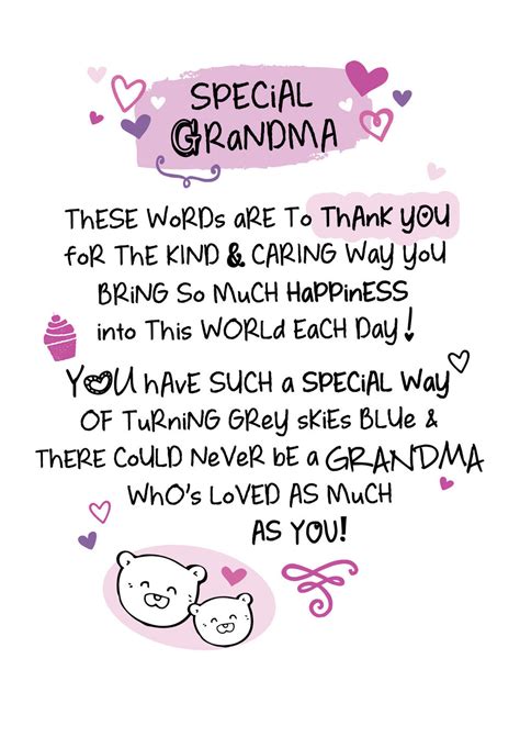 Special Grandma Inspired Words Greeting Card Blank Inside For Her