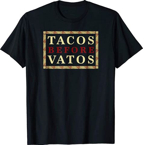 Womens Tacos Before Vatos Shirt Funny Mexican Shirts Large Navy