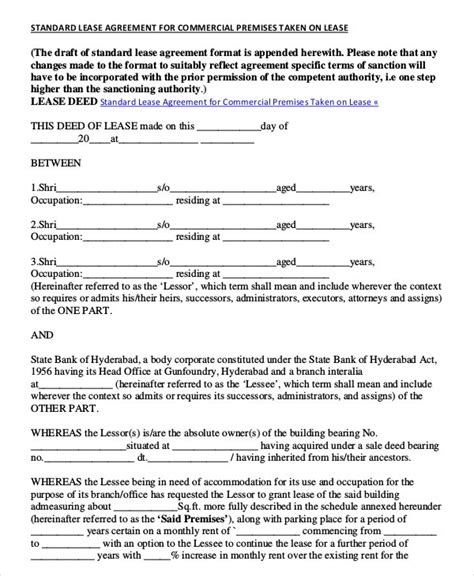 commercial rental agreement 18 free word pdf documents