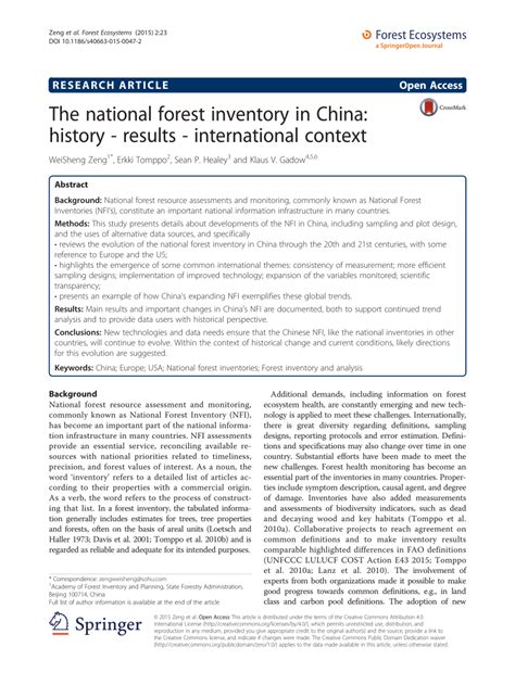 Pdf The National Forest Inventory In China History Results