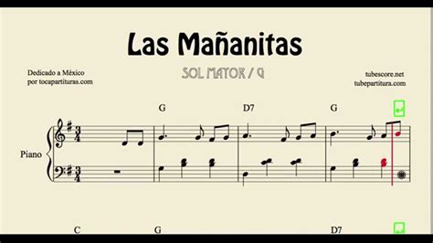 Las Mañanitas In G Major Easy Sheet Music For Piano With Chords Youtube