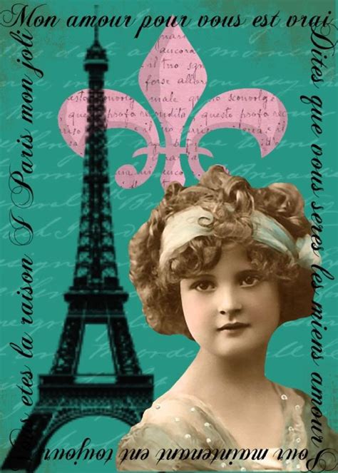 Collage Paris Vintage Graphics Photo Postcards Vintage Ephemera