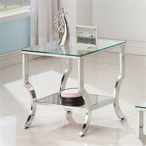 Coaster Square Glass Top End Table In Chrome