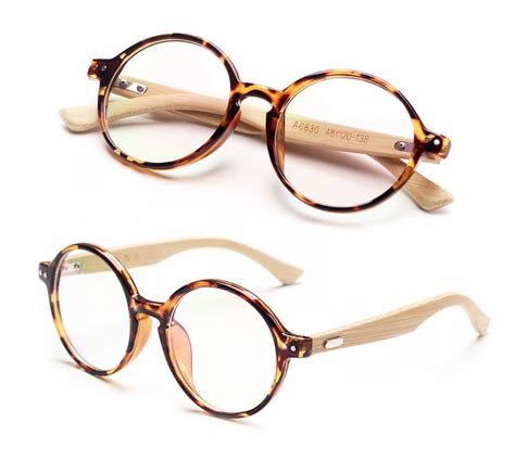 Handmade Bamboo Vintage Retro Round Glasses Eyeglass Frame Spectacles