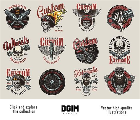 37 Vintage Custom Motorcycle Emblems Vector Logo Design Art Logo