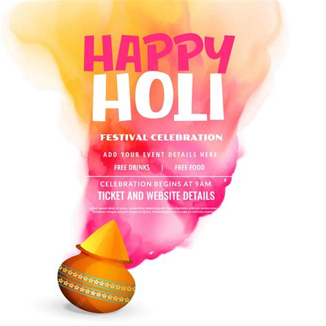 Free Vector Happy Holi Festival Celebration Greeting Poster Design