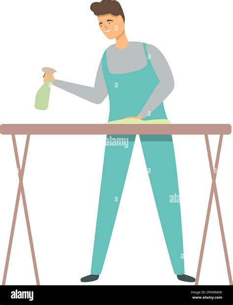 Cleaning Table Man Icon Cartoon Vector Work Person Household Master