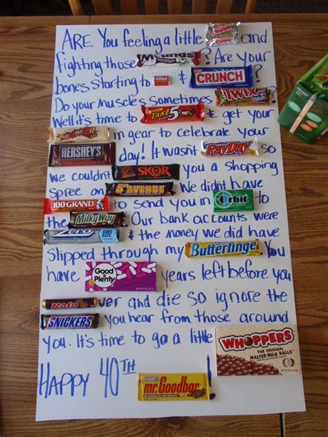 A father struggles every day to live up to his image as protector and provider the hero of the scrimmage. Candy bar poem for co-workers 40th bday | Gifts ...