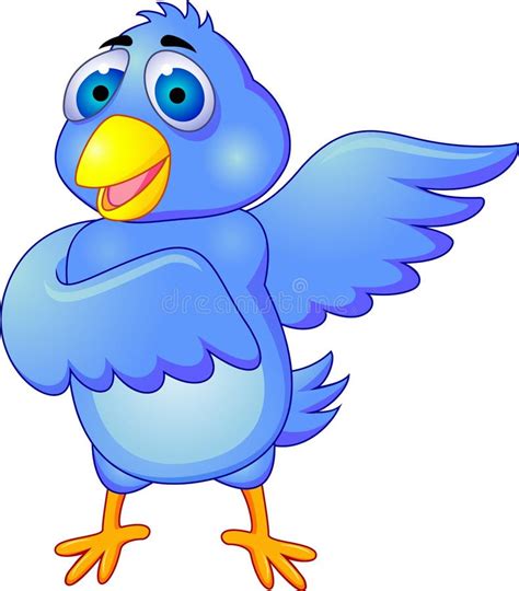 Dessin animé bleu d'oiseau illustration de vecteur. Illustration du