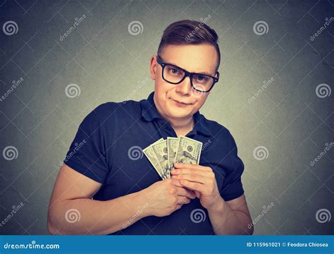 Serious Suspicious Greedy Man With Money Stock Image Image Of