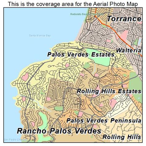 Aerial Photography Map Of Palos Verdes Estates Ca California