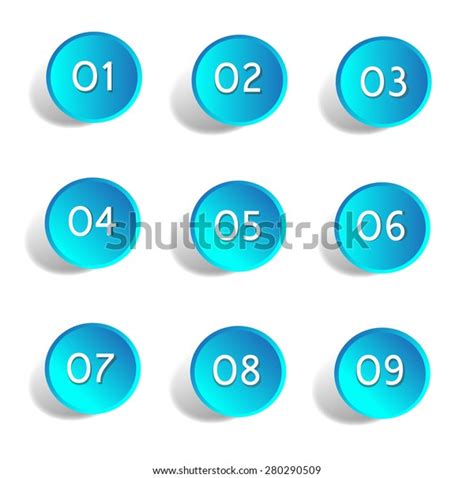 Number Buttons Vector Illustration Set Web Stock Vector Royalty Free
