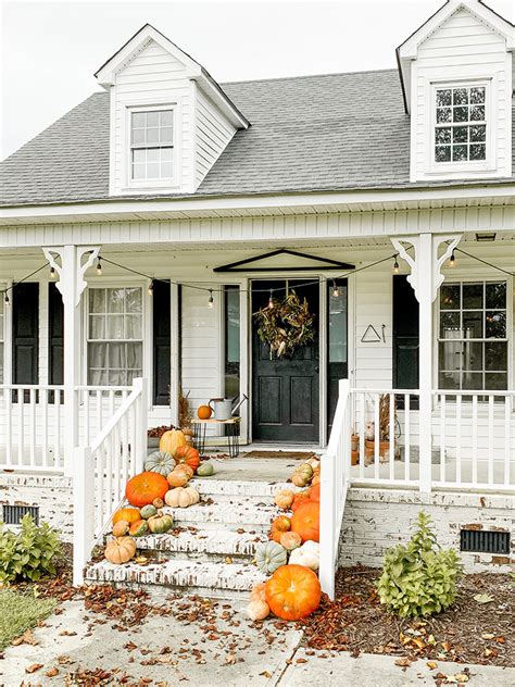 Festive Fall Farmhouse Front Porch With Homegrown Pumpkins We Lived