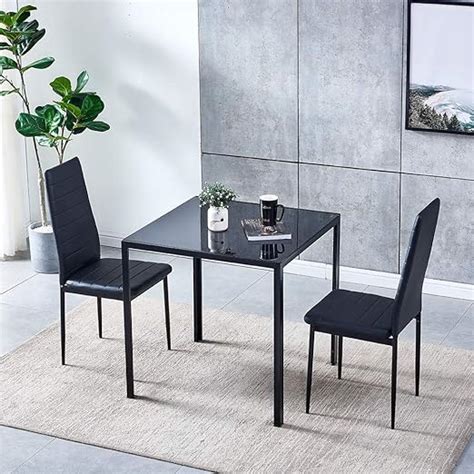 Ansleyandhosho 3 Pieces Dining Table Chairs Set Square