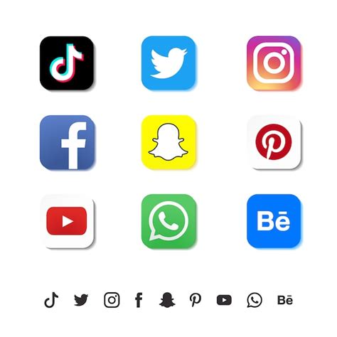 Conjunto De Iconos De Redes Sociales Vector Premium