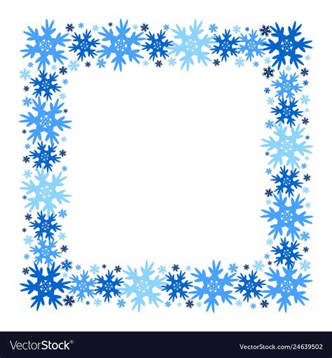 Square Winter Frame Of Snowflakes Isolated Vector Image