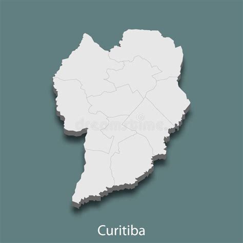 D Isometric Map Of Curitiba Is A City Of Brazil Stock Vector