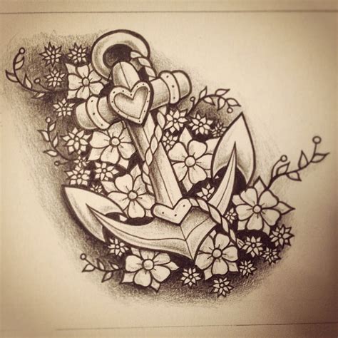 A3 anatomical heart drawing with flowers and typewriter. Added some flowers to this anchor drawing | pretty, art and flowers