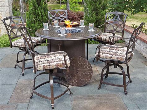Tall Patio Table With Fire Pit Santorini 54in Round Counter Height