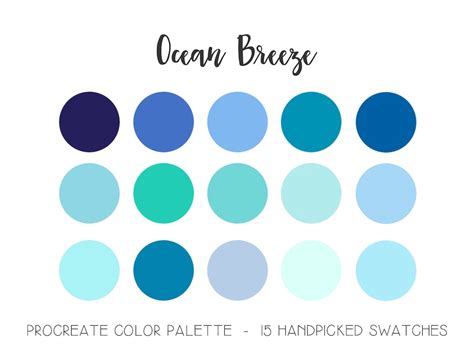 Shades Of Blue Color Palette Ocean Breeze Procreate Swatches Sea