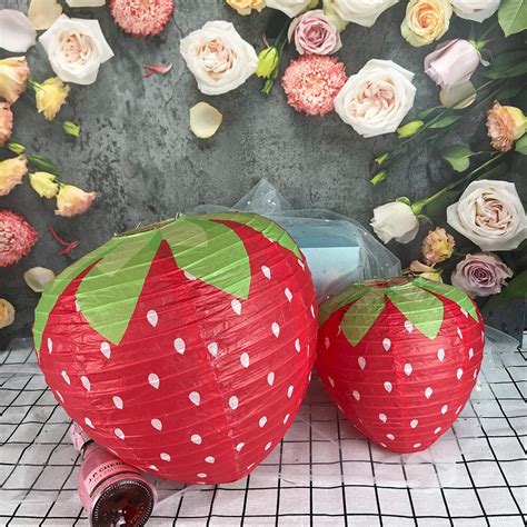 3d Strawberry Shaped Paper Lanterns Spring Strawberry Theme Party Decor
