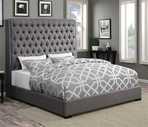 Modern bedroom furniture for the master suite of your dreams. Camille Upholstered Bed (Grey) by Coaster Furniture ...