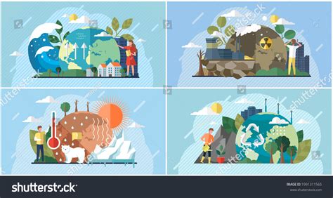 Set Illustrations About Impact Human Activity Stock Vector Royalty
