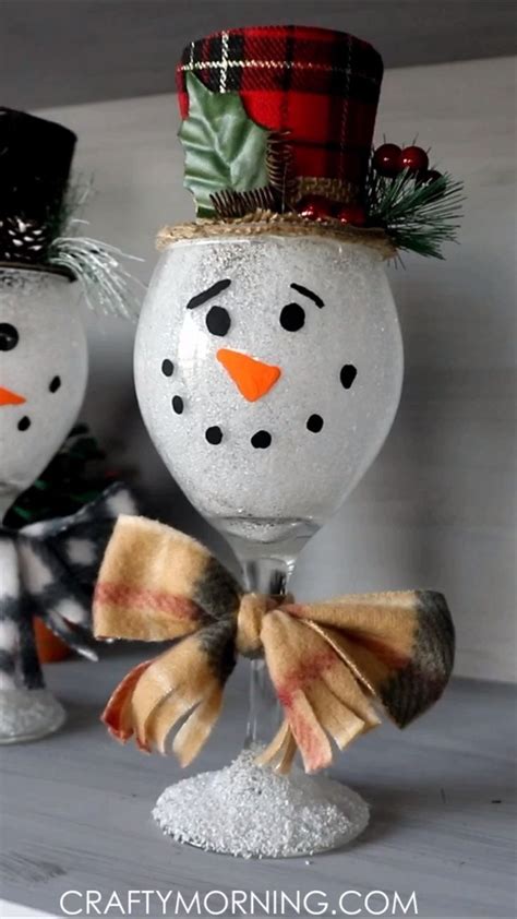 Wine Glass Snowmen Cute Winter Christmas Craft For Kids And Adults