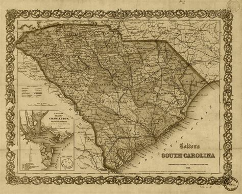 South Carolina Historical Vintage State Map Wall Art Print State Map