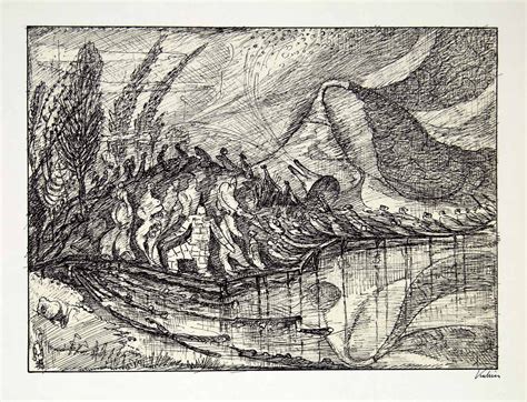 1969 Aquatone Print Alfred Kubin Art Abstract Surrealism Modern Center