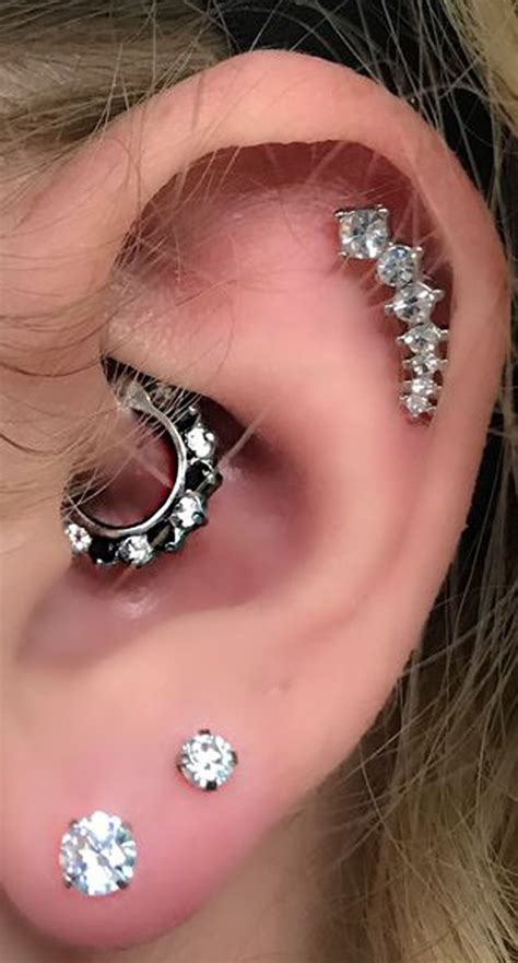 Crystal Cartilage Helix Ear Piercing Jewelry Ideas For Women Cute Ear Piercings Gold Ear Cuff
