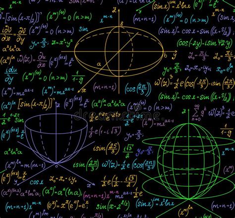 Mathematical Multicolored Vector Seamless Background With Handwritten