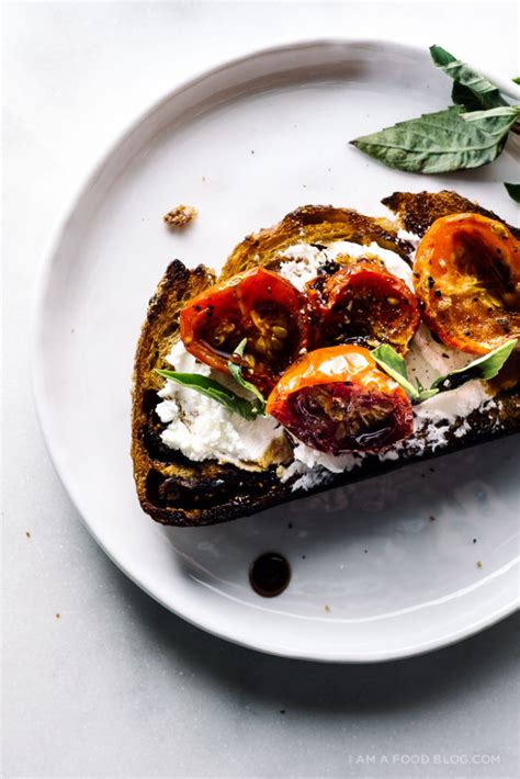 Goat Cheese Toasts With Balsamic And Roasted Tomatoes · I Am A Food