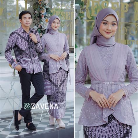 Jual Kebaya Couple Modern Kebaya Wisuda Lamaran Baju Tunangan Batik Brukat Terbaru Baju Couple