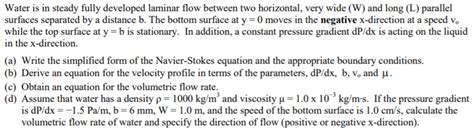 The transient flow of groundwater is described by a form of the diffusion equation. Solved: Water Is In Steady Fully Developed Laminar Flow Be ...