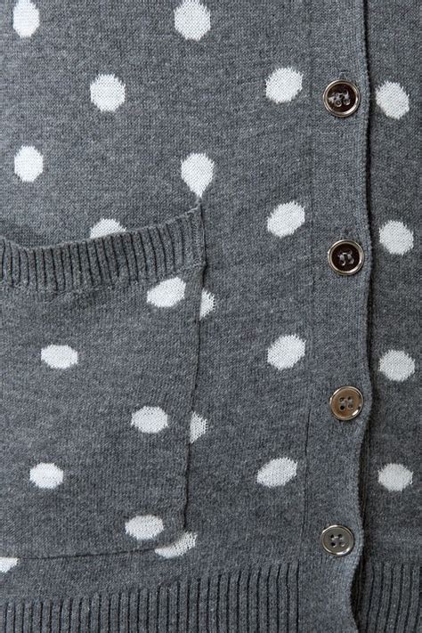 Cute Grey Sweater Polka Dot Sweater Cardigan Sweater 4800