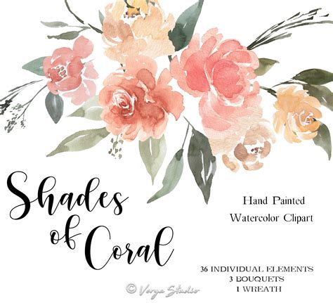 Craft Supplies Tools Watercolor Roses Wedding Clipart Blush Flowers