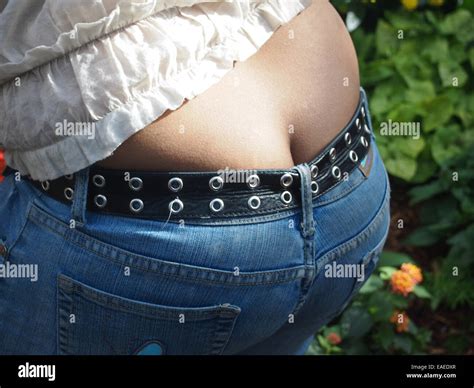 Butt Crack Showing With Jeans Stock Photo Alamy