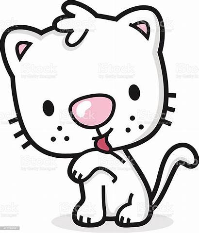 Cat Cartoon Itself Licks Grooming Clipart Cleans