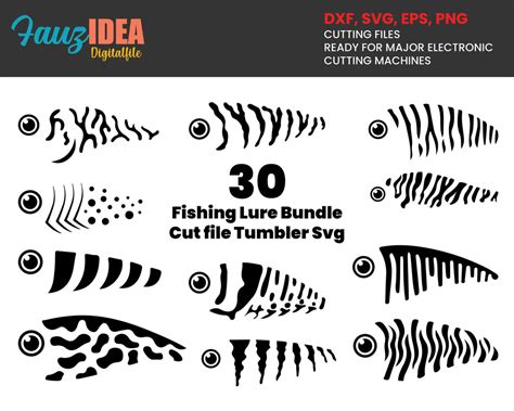 30 Fishing Lure Bundle SVG, Lure svg print, Fishing Lure Tumbler Svg