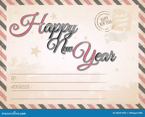Vintage Happy New Year Postcard Stock Vector Image 48281902