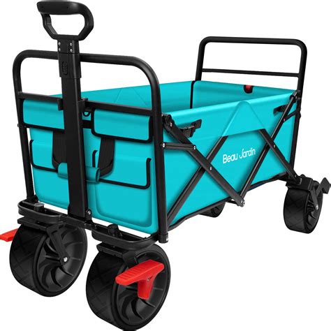 Folding Wagon Cart With 1 Nylon Net 2 Straps Canopy Collapsible Utility
