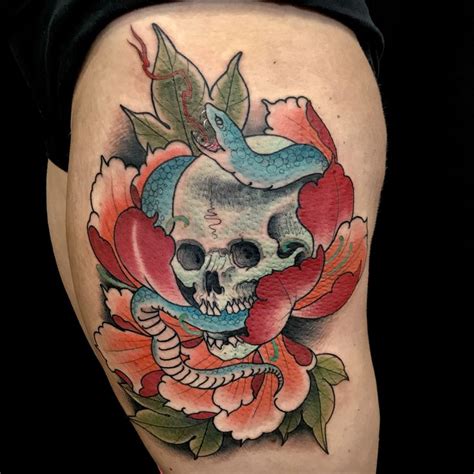 Maybe you would like to learn more about one of these? Best Japanese peony tattoo by Mark Nes Tattoo San Diego | Japanese peony tattoo, American ...