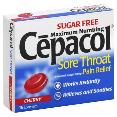 Cepacol Sore Throat Lozenges Maximum Numbing Sugar Free Cherry