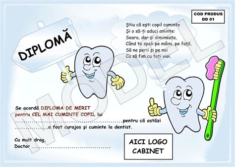 Planse De Colorat Diplome Pentru Copii Cuminti La Dentist
