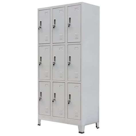 Vidaxl Locker Cabinet With 9 Compartments Steel 354x177x709 Gray