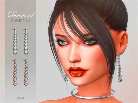 Diamond Earrings By Suzue At Tsr Sims 4 Updates