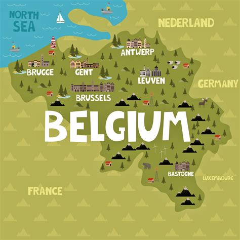 Карта достопримечательностей Бельгии